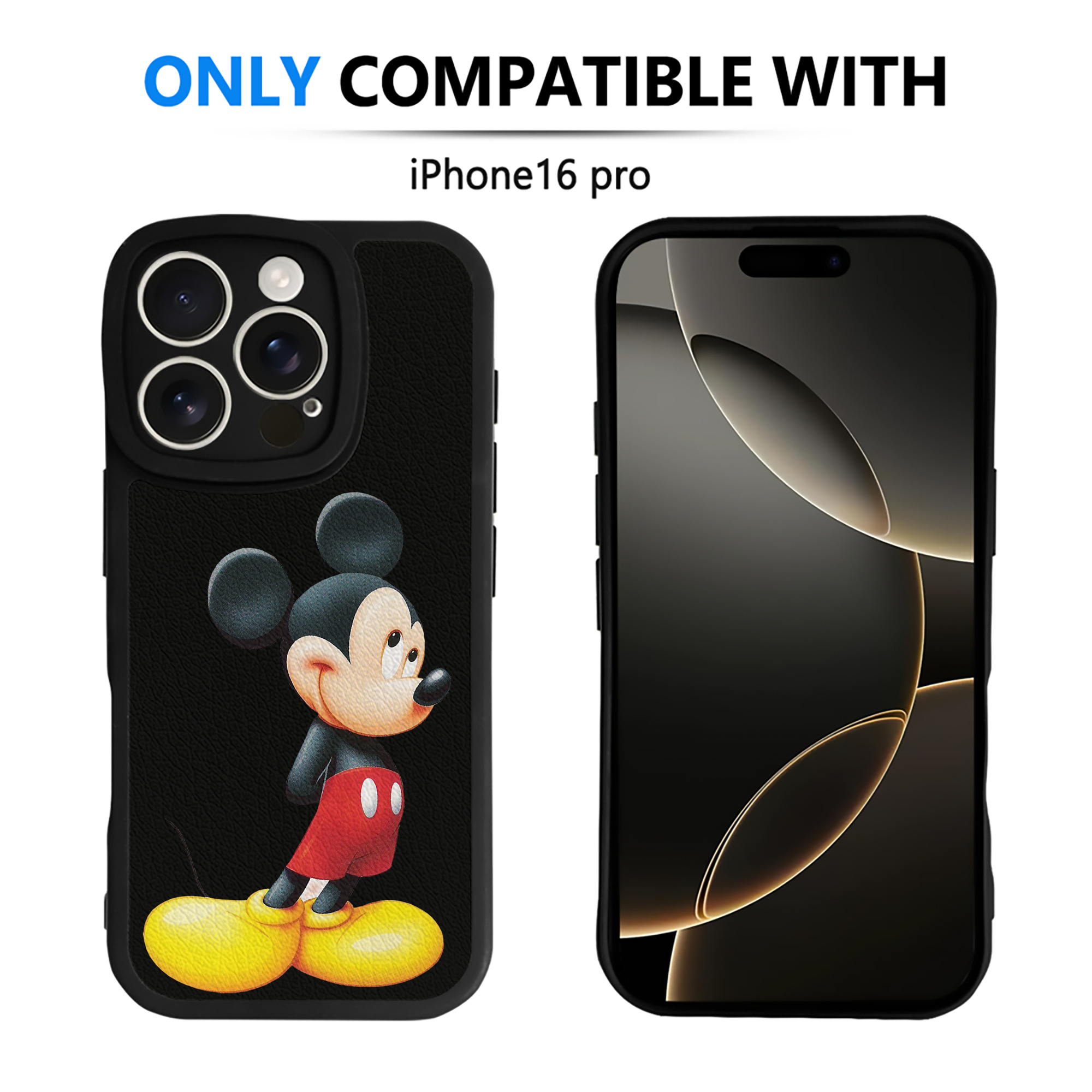 （画像用） ミッキーマウス Mickey Mouse 【iPhone 16シリーズ対応】シリコンスマホケース（レザー調） 材質：シリコン